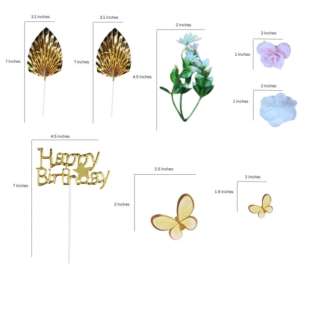 Happy Birthday Butterfly Cake Topper Set