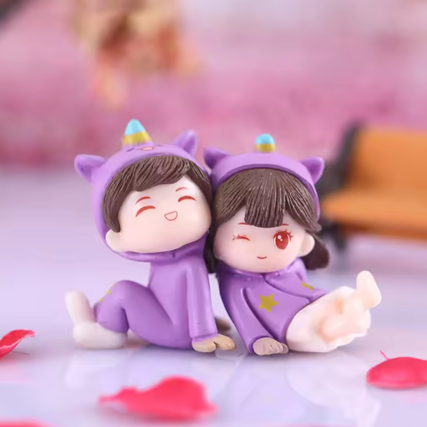 Purple Dress Couple Miniature (Sitting)