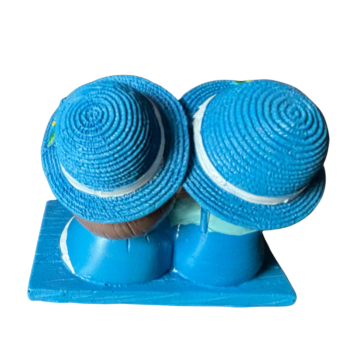 Sitting Boy & Girl Couple Figurine - Blue Garden