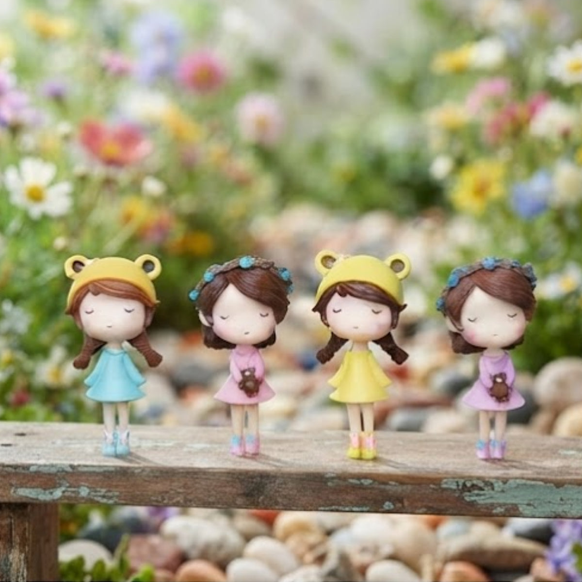 Set of 4 Girls Miniature Figurines