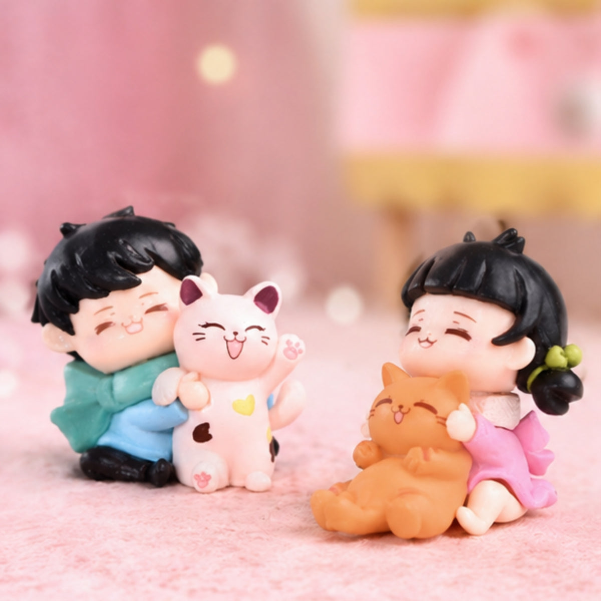 Couple Holding Kitty Miniature