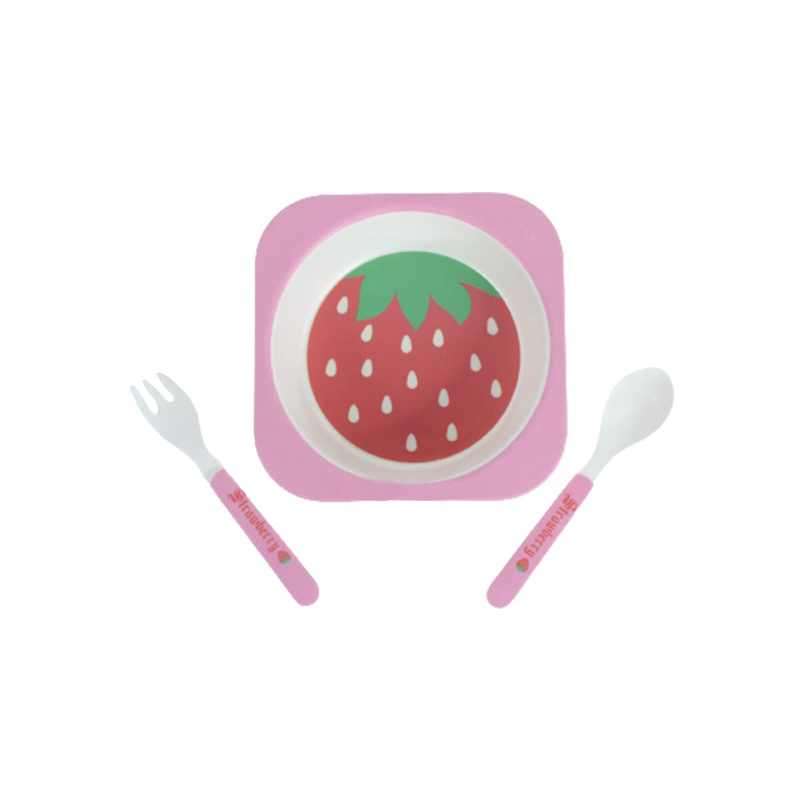 Bamboo Fiber Kids Utensils - Strawberry