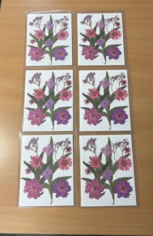 Pressed Flower Card - Purple & Pink