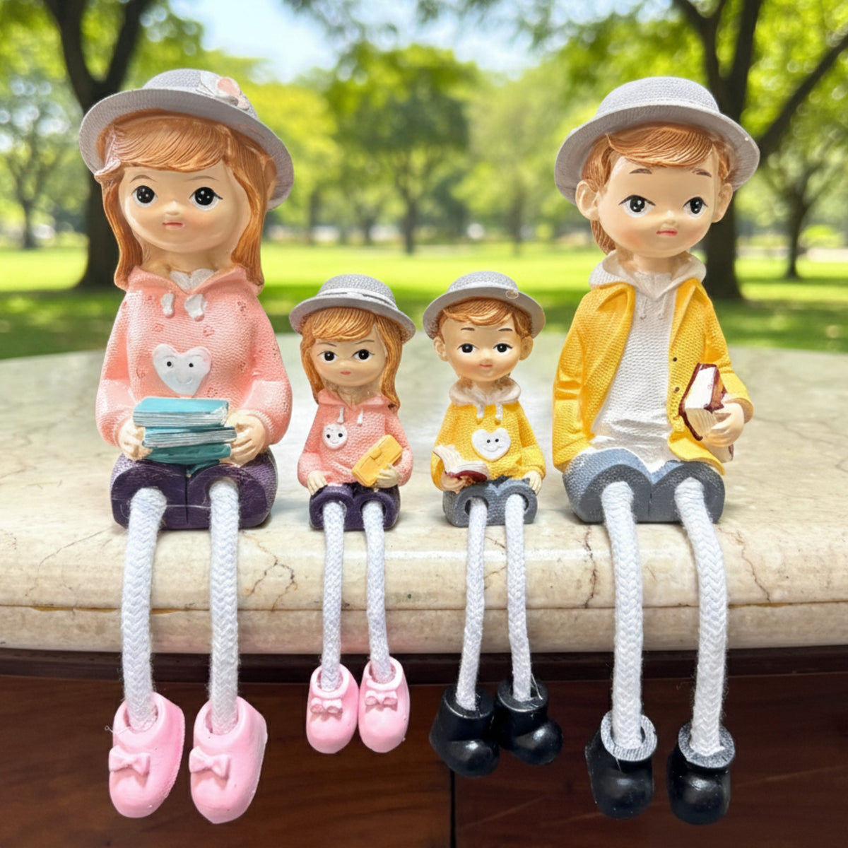 4-Piece Family Hanging Doll Figurine Set