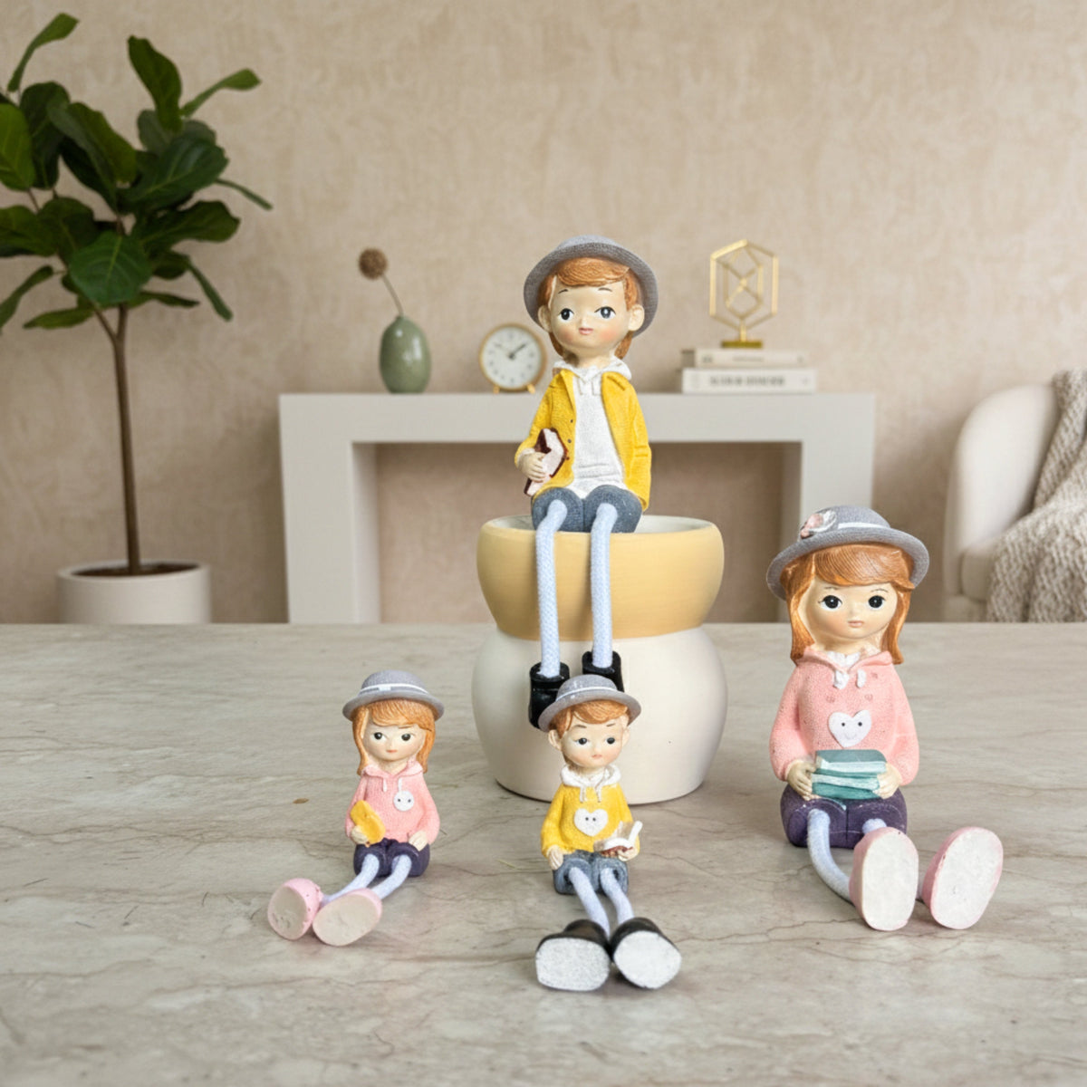 4-Piece Family Hanging Doll Figurine Set