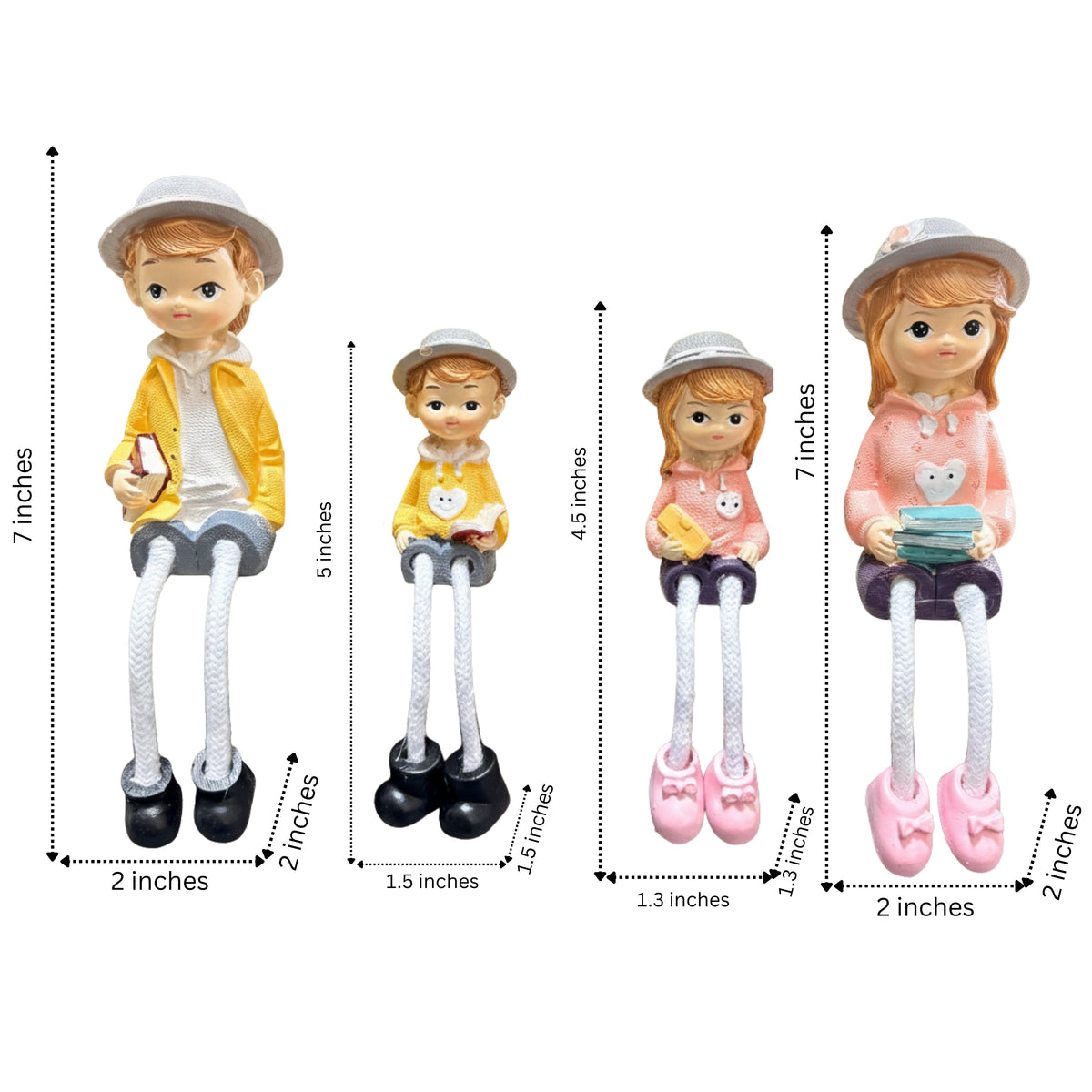 4-Piece Family Hanging Doll Figurine Set