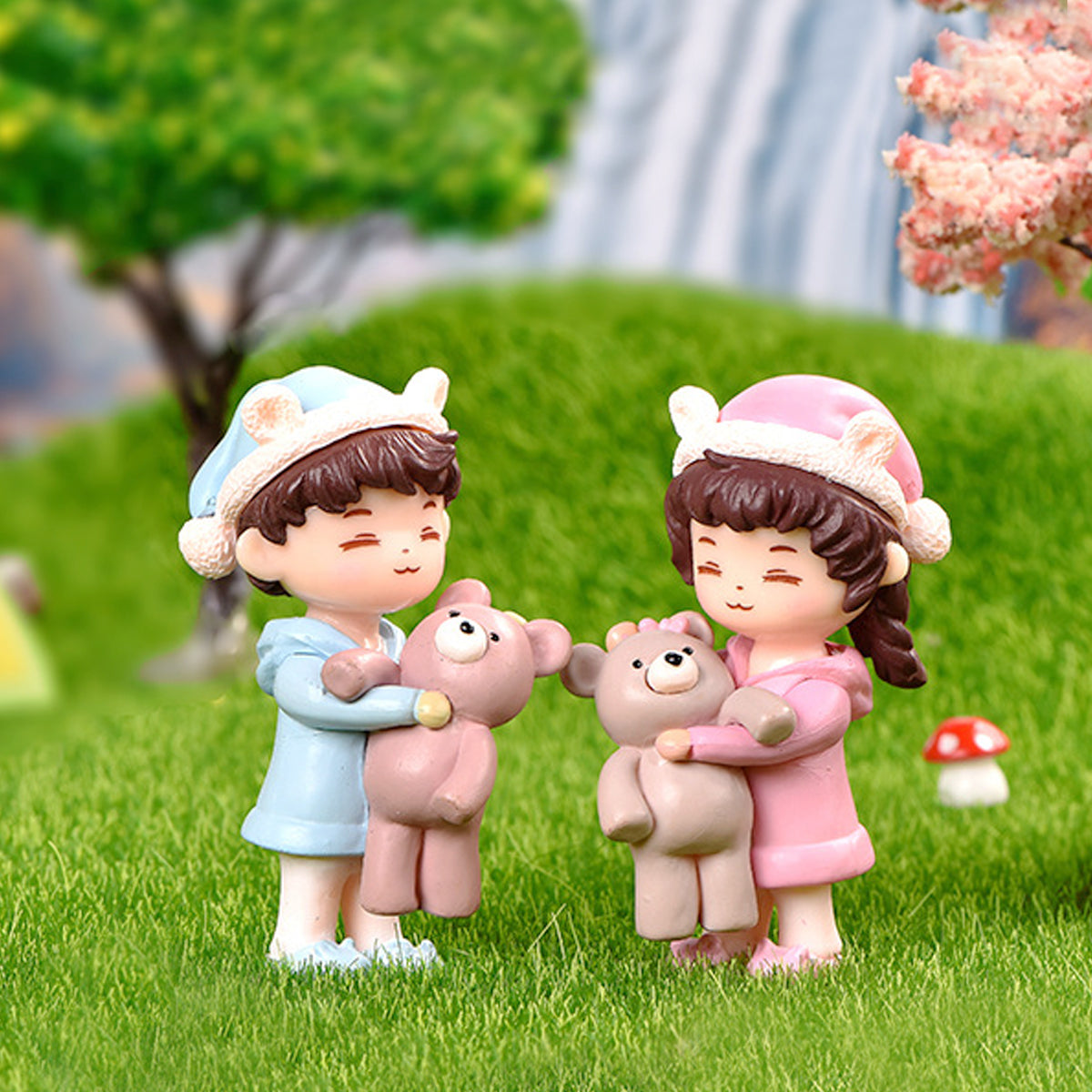 Couple Hugging Teddy Miniature