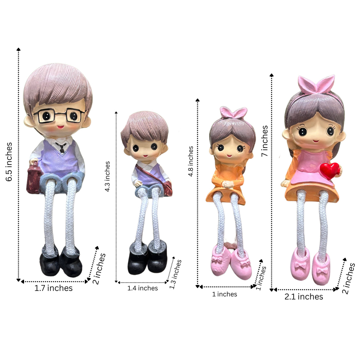 Family of 4 Hanging Leg Figurines