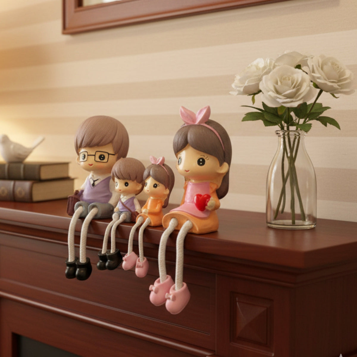 Family of 4 Hanging Leg Figurines