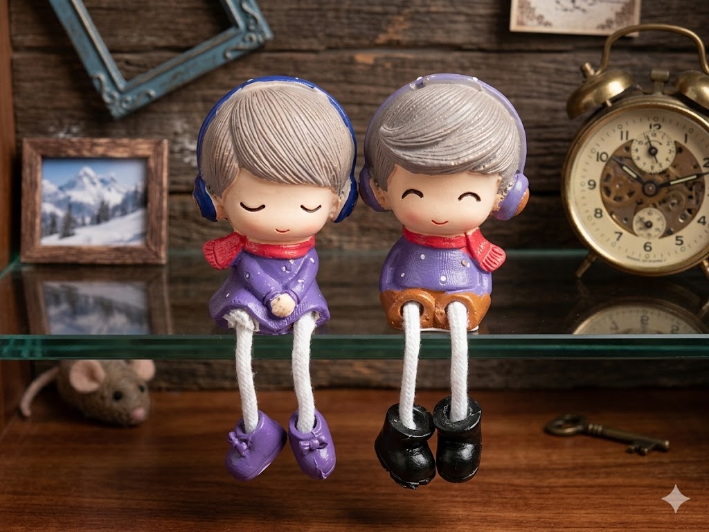 Family of 4 Hanging Dolls with Rope Legs