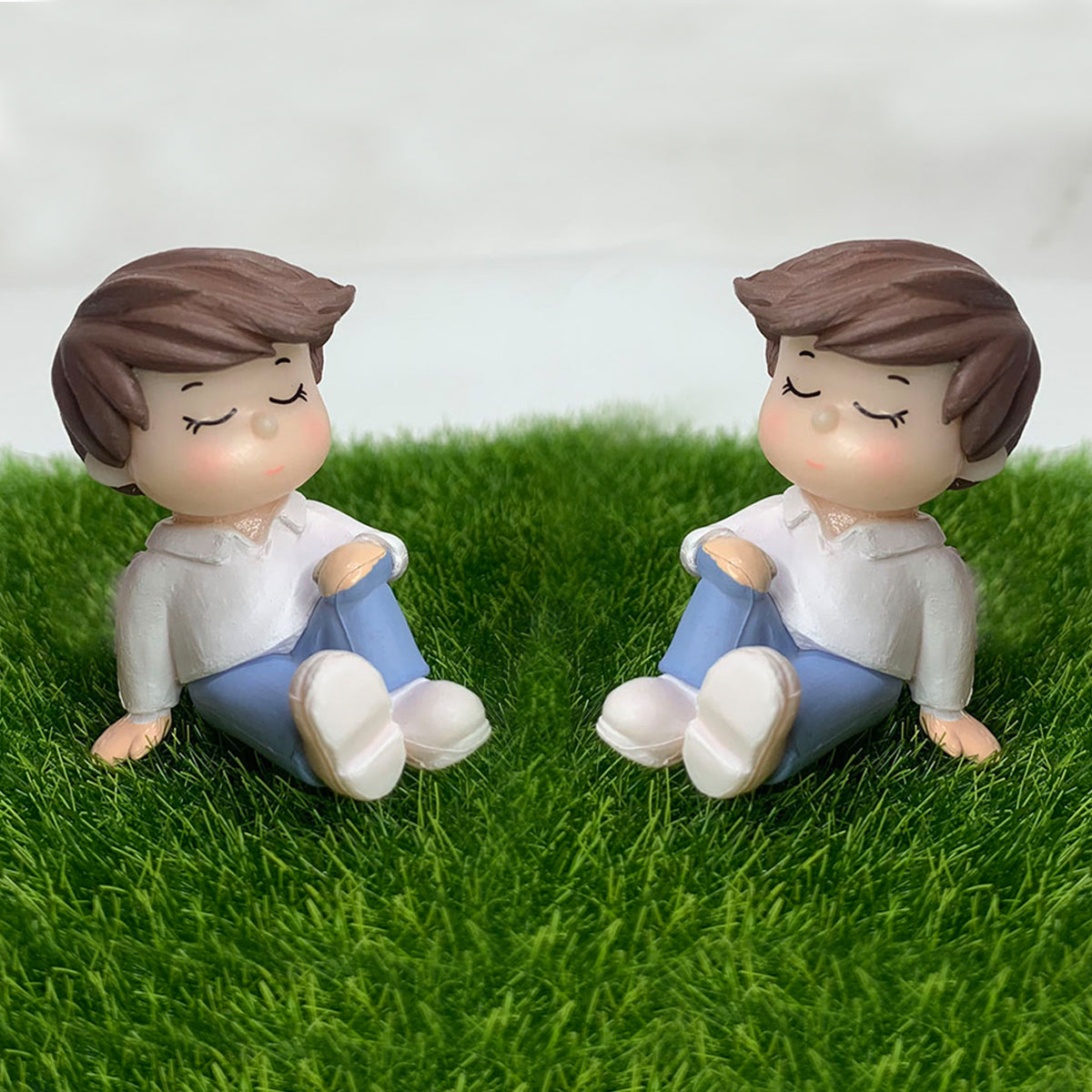 Sitting Boy & Girl Miniature Set