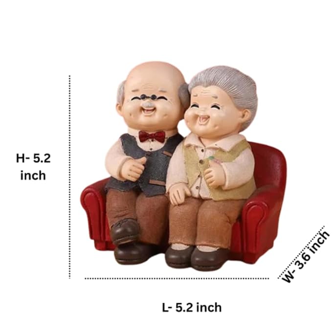Elderly Couple Figurine - Red Sofa