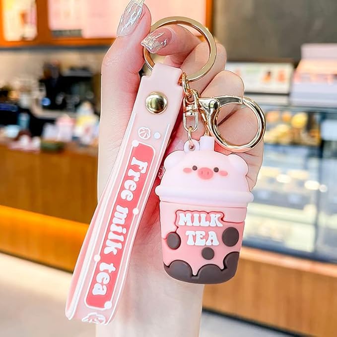 Milk Tea Keychain - Pink
