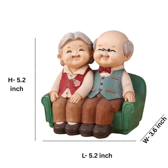 Elderly Couple Figurine - Green Sofa