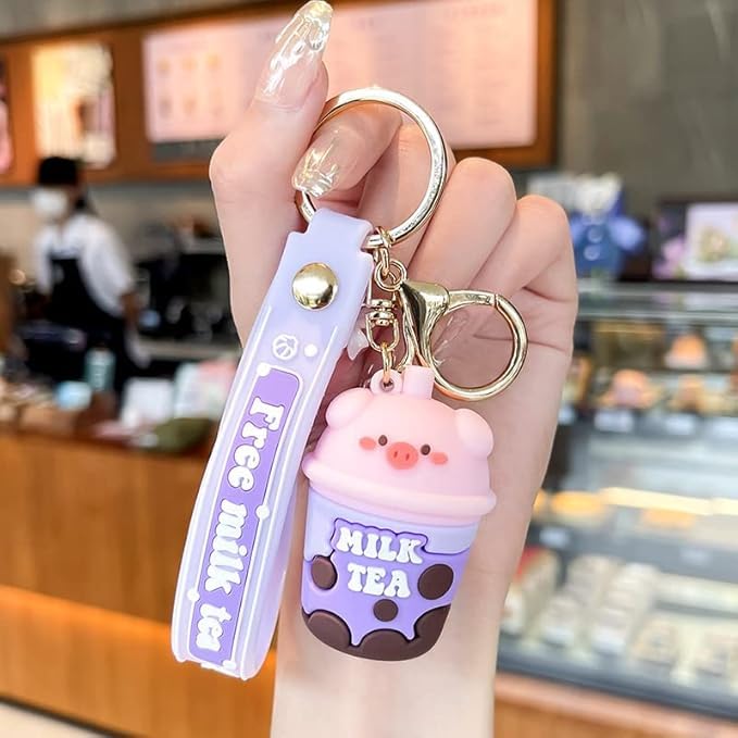 Milk Tea Keychain - Purple