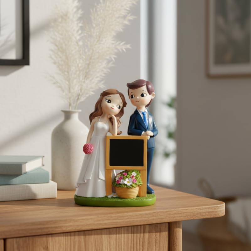 Wedding Couple Figurine with Mini Blackboard