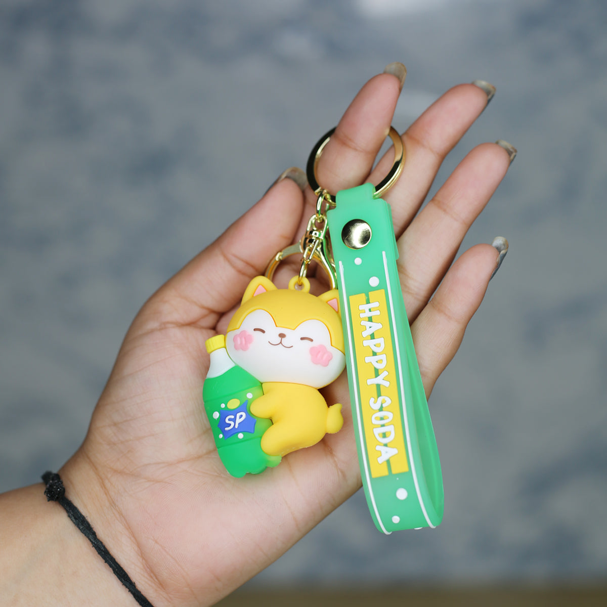 Cartoon Keychain with Band - Happy Soda