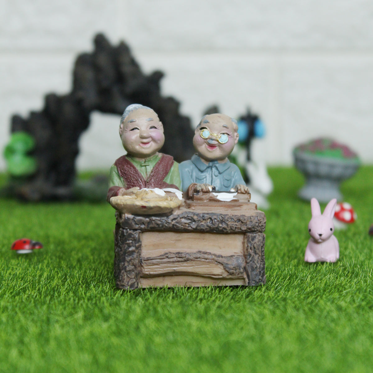 Old Couple Cooking Miniature