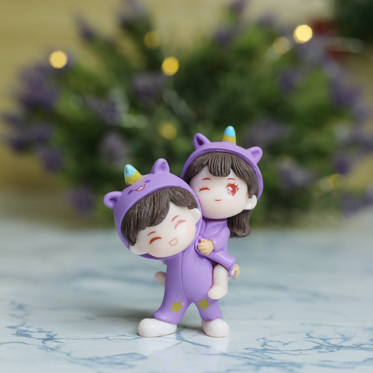 Purple Dress Couple Miniature (Standing)