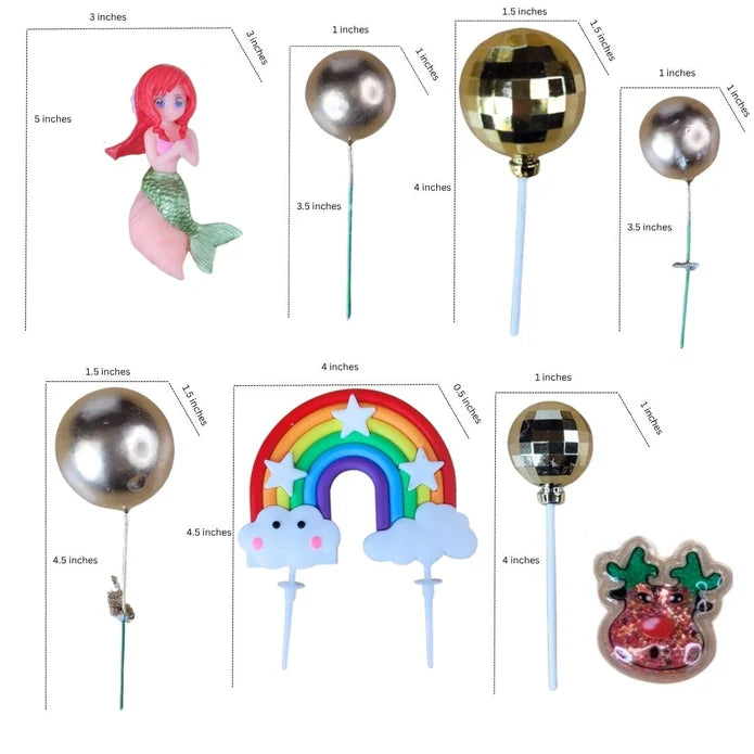 Mermaid & Rainbow Cake Topper Set