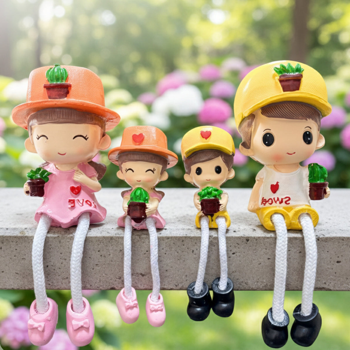 Family of 4 Shelf Hanging Dolls