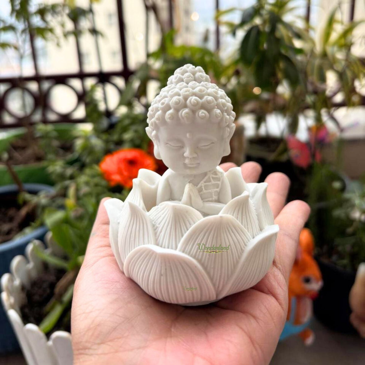 White Resin Monk on Lotus