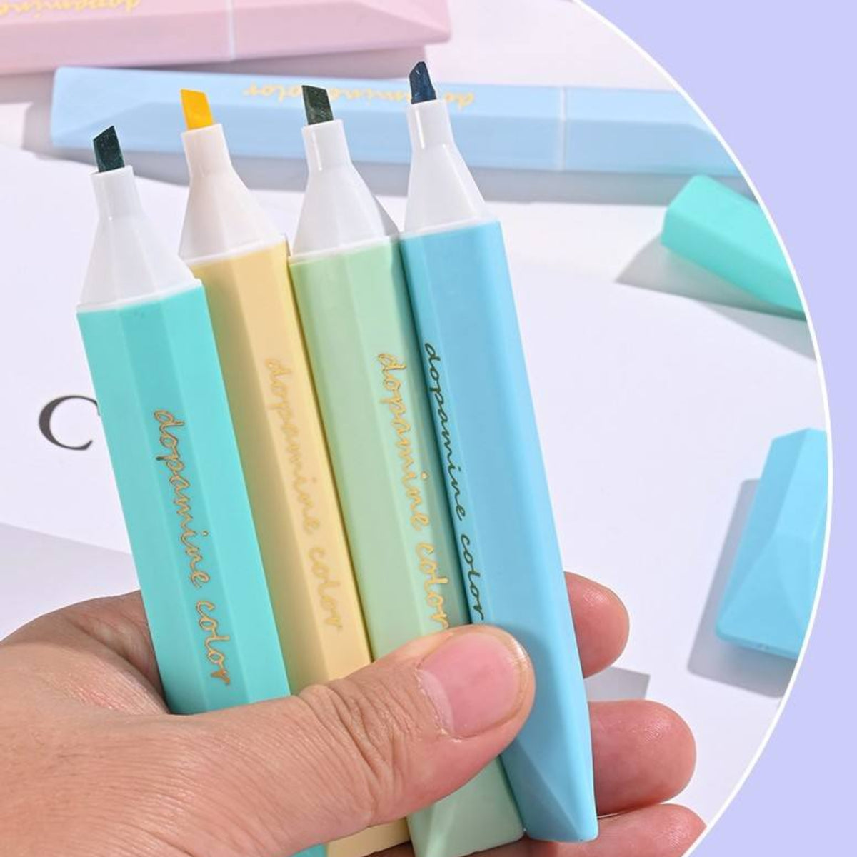 Color Aesthetic Highlighters Set – 4-Piece Pastel Marker Set