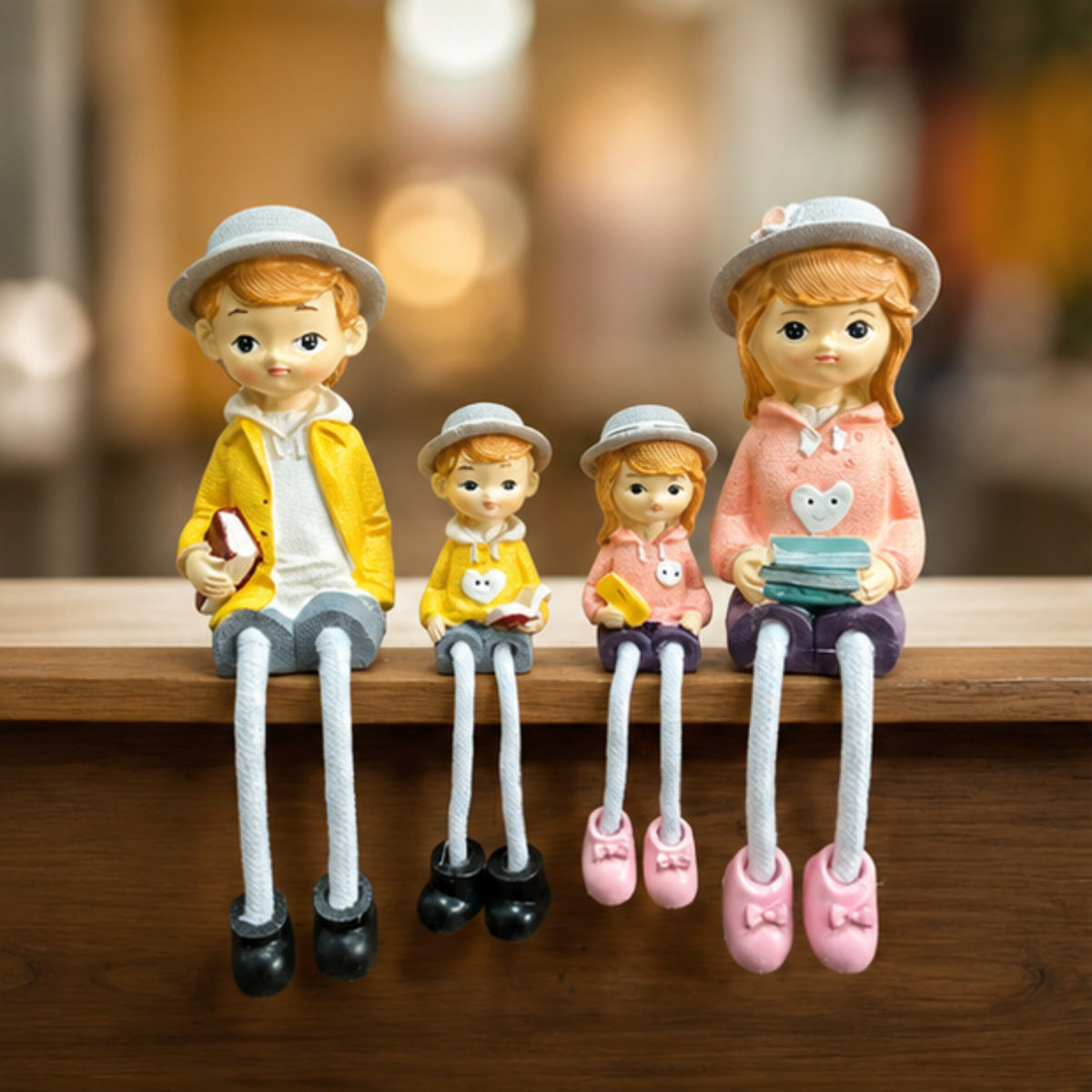 4-Piece Family Hanging Doll Figurine Set