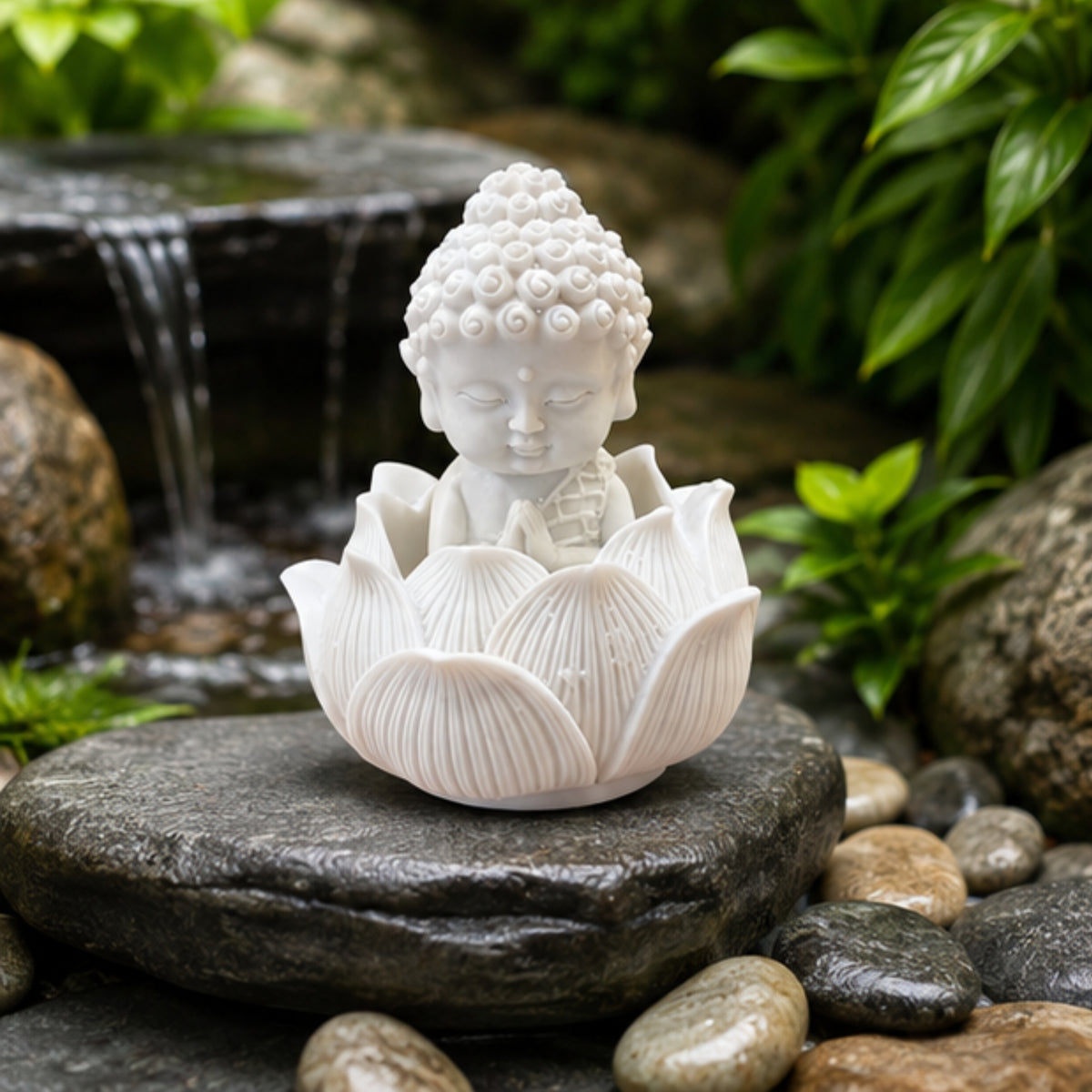 White Resin Monk on Lotus