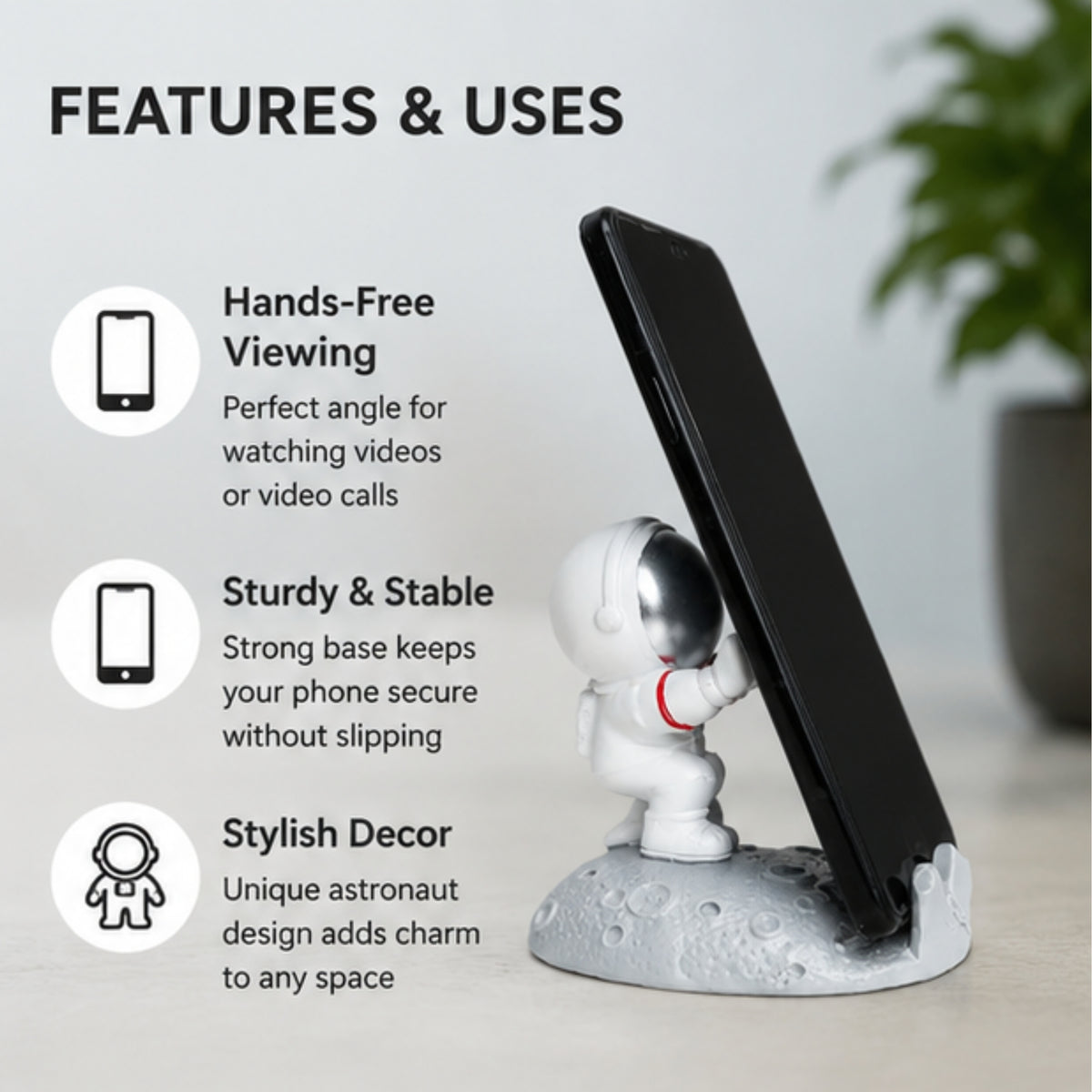 Astronaut Phone Stand - Silver
