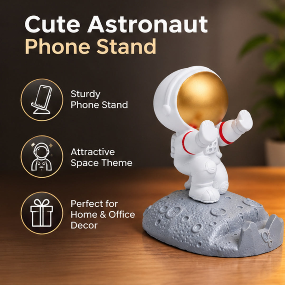 Astronaut Phone Stand - Golden