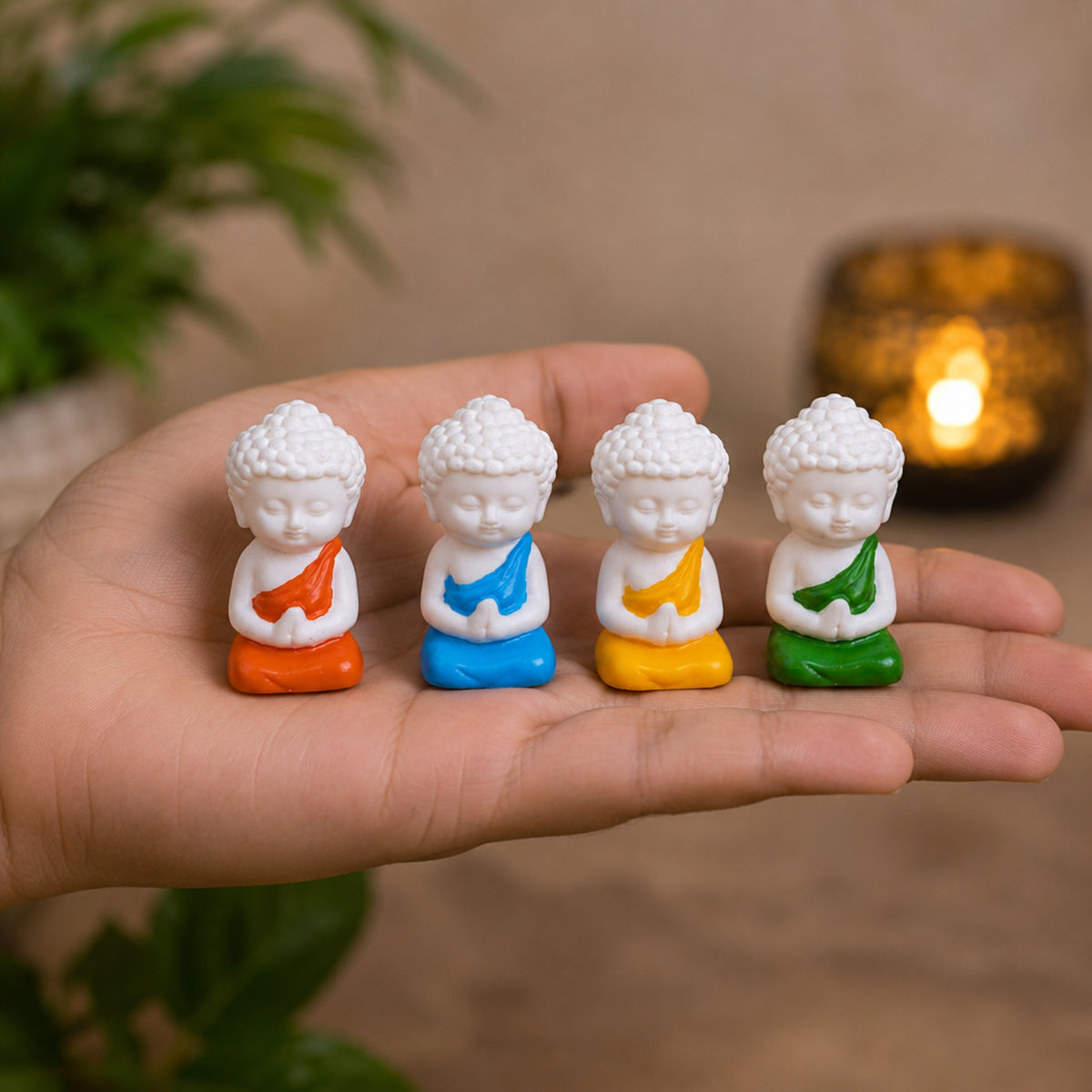 Mini Meditating Monk Statues - Set of 4