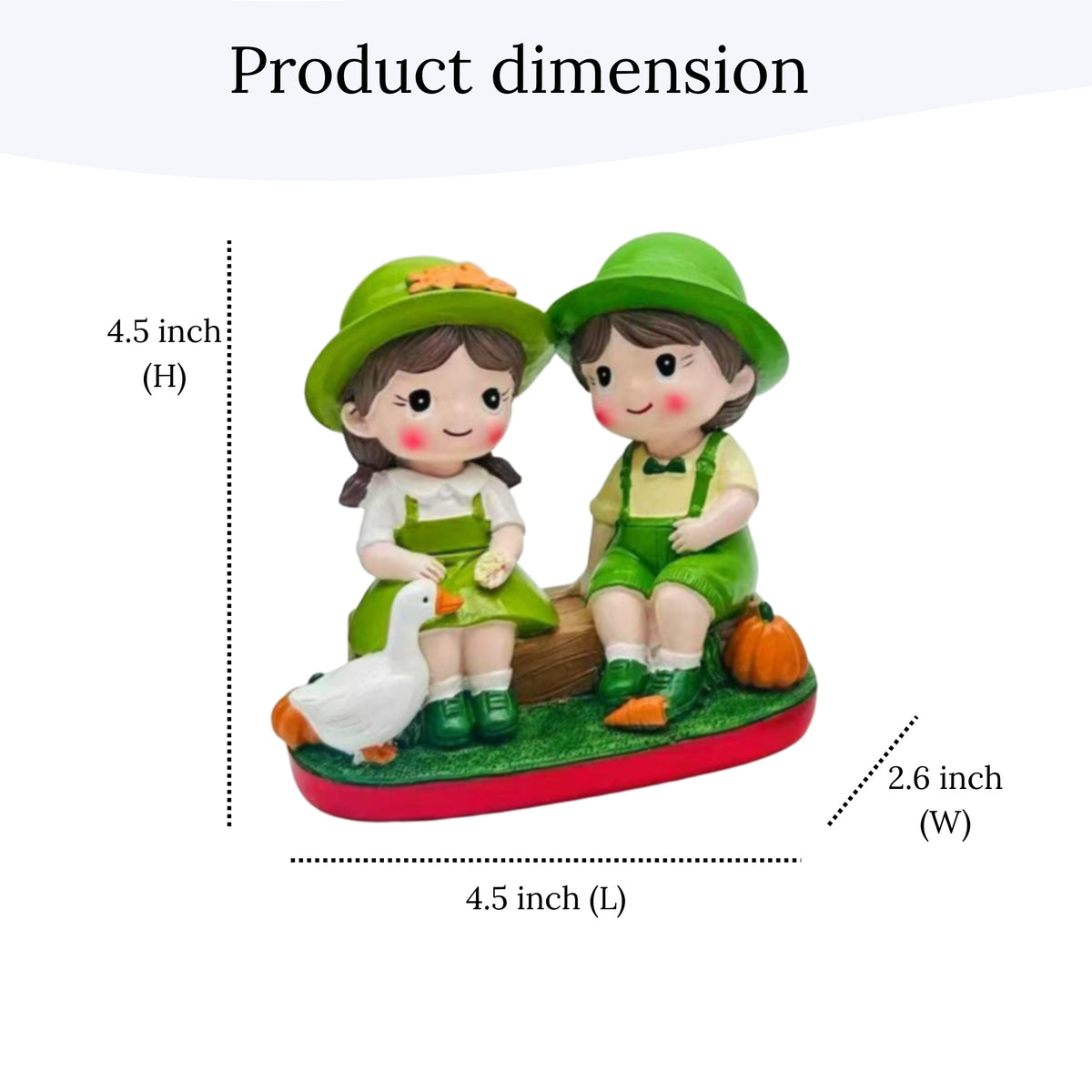 Garden Couple Sitting Figurine - Duck & Pumpkin