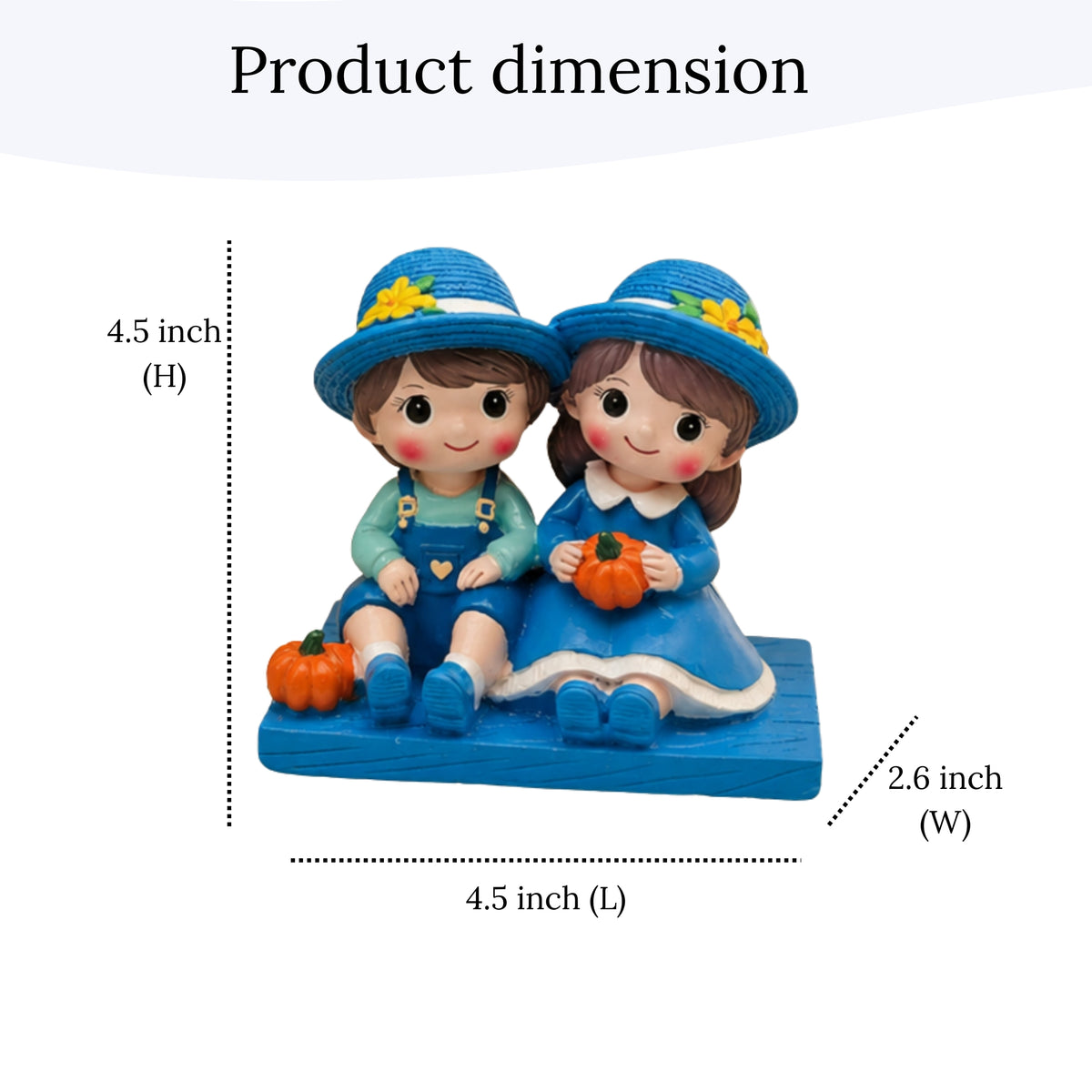 Sitting Boy & Girl Couple Figurine - Blue Garden