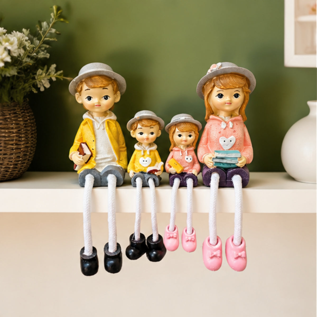 4-Piece Family Hanging Doll Figurine Set