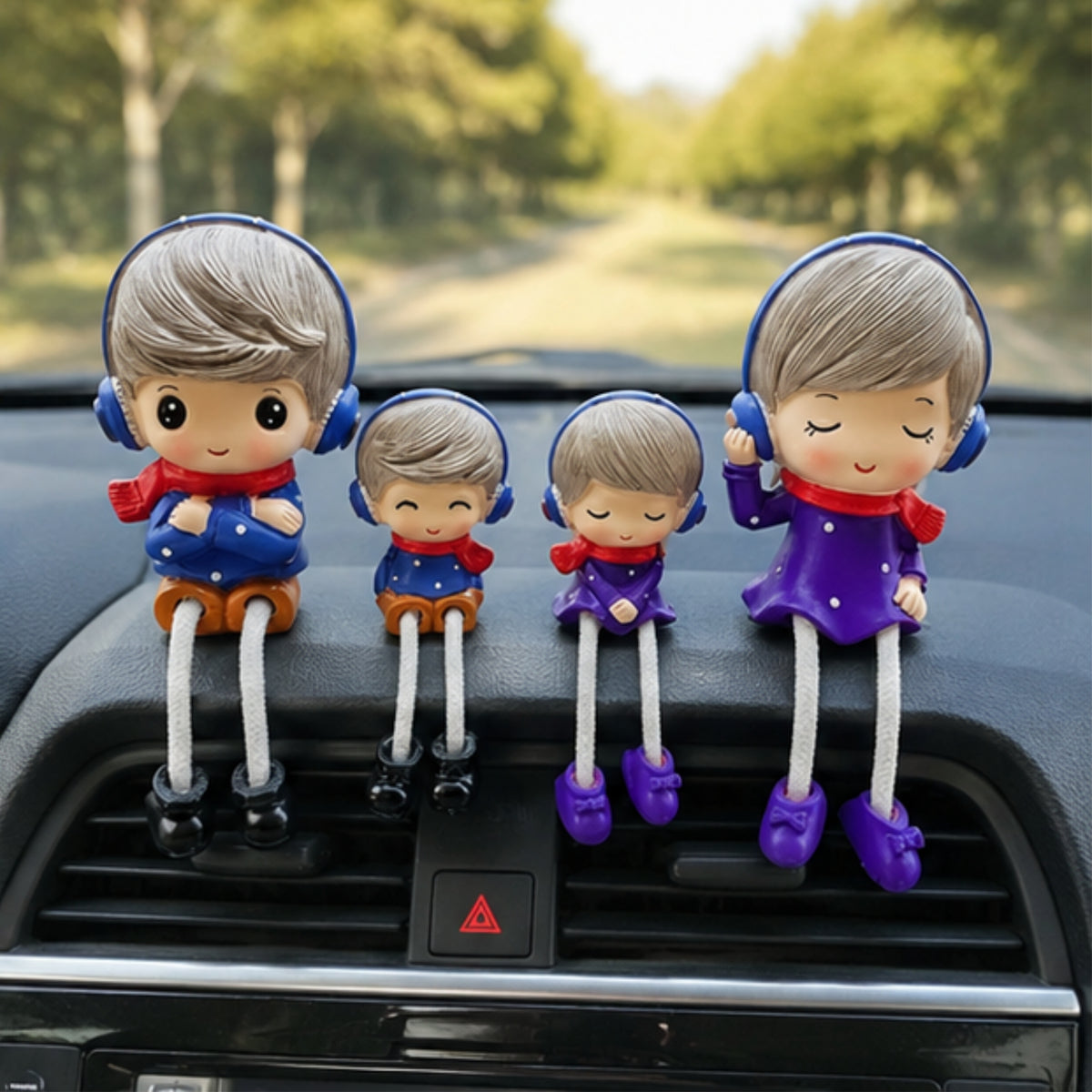 Family of 4 Hanging Dolls with Rope Legs