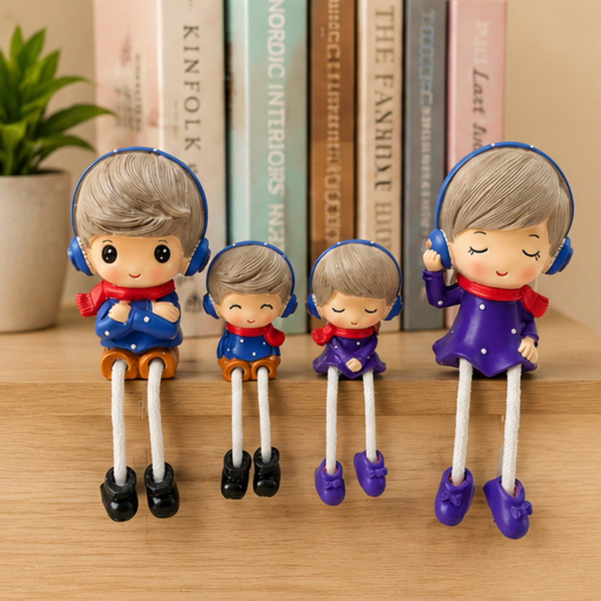 Family of 4 Hanging Dolls with Rope Legs