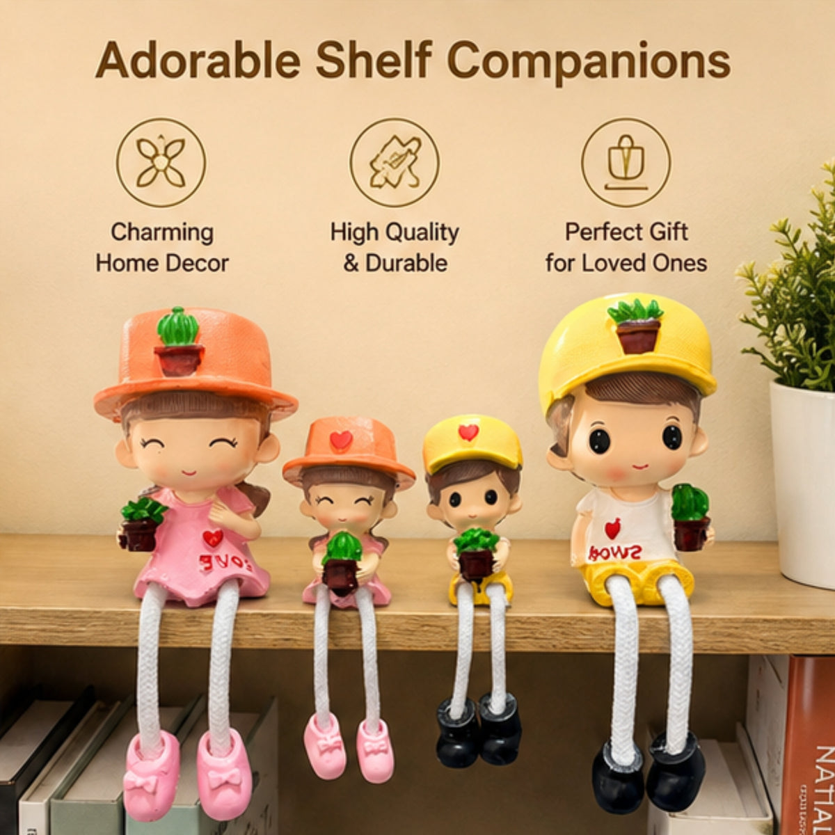 Family of 4 Shelf Hanging Dolls