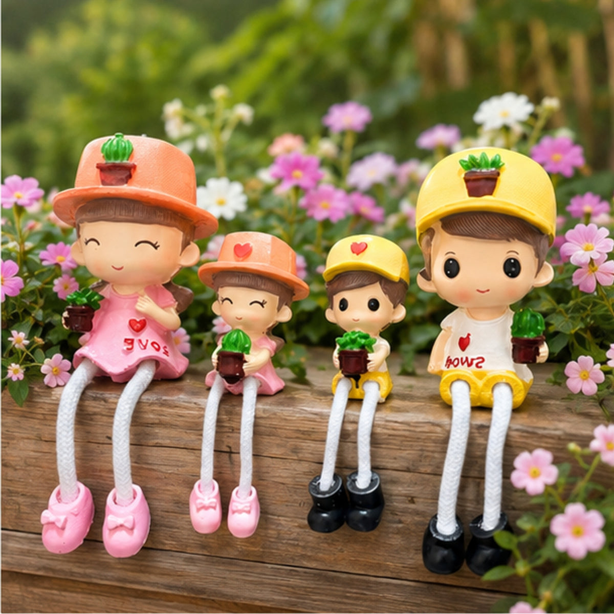 Family of 4 Shelf Hanging Dolls