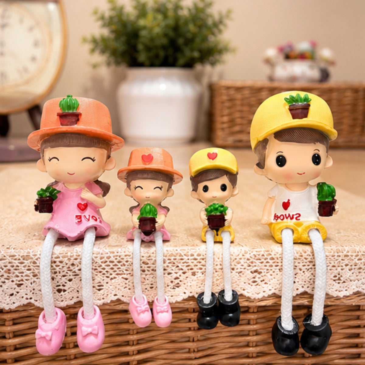 Family of 4 Shelf Hanging Dolls