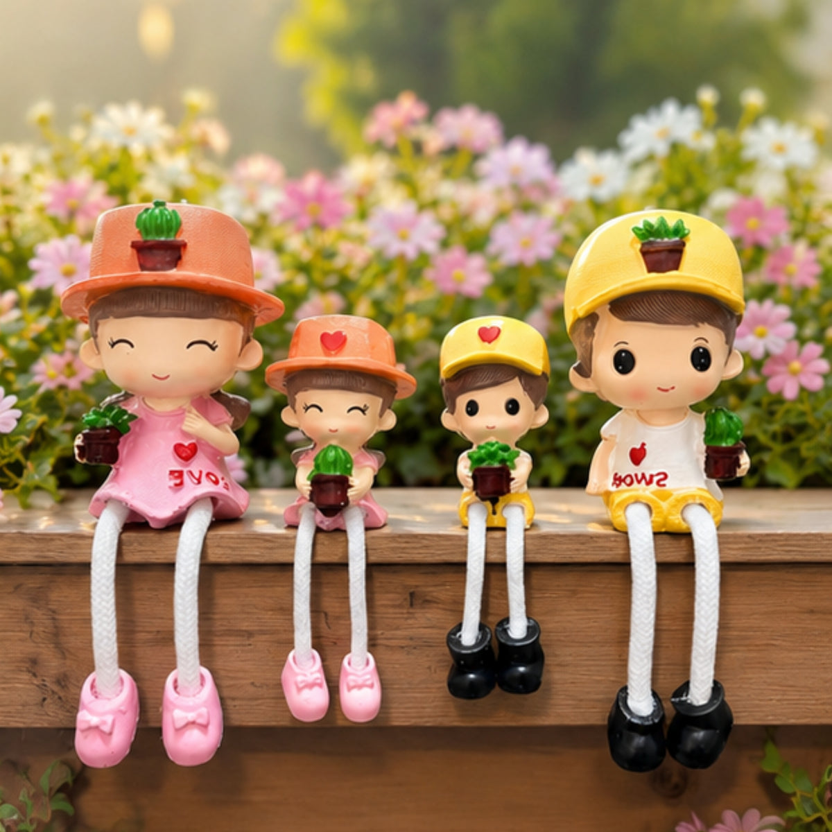 Family of 4 Shelf Hanging Dolls
