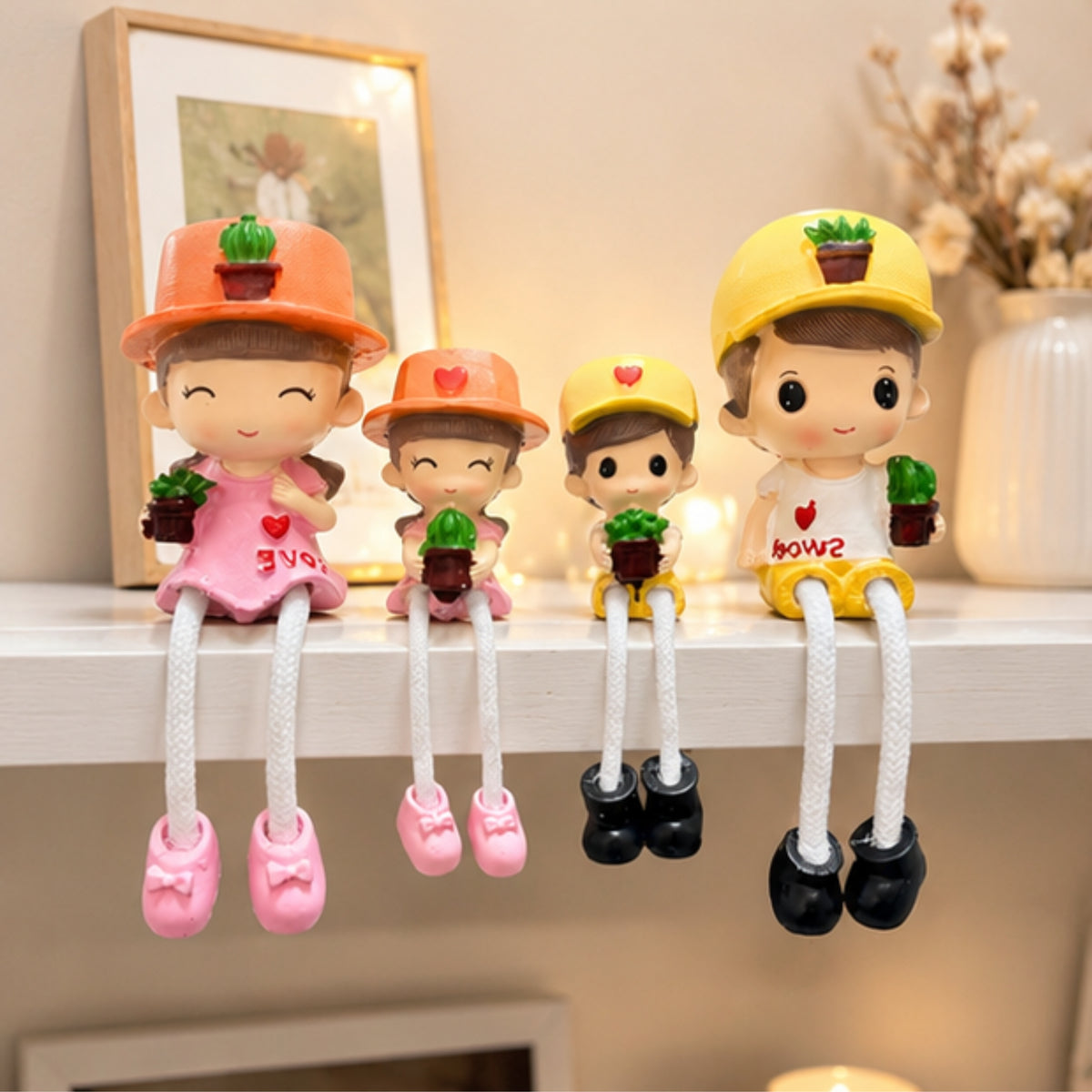 Family of 4 Shelf Hanging Dolls