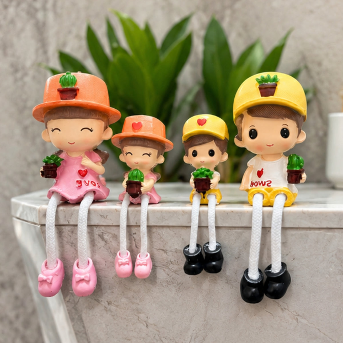 Family of 4 Shelf Hanging Dolls