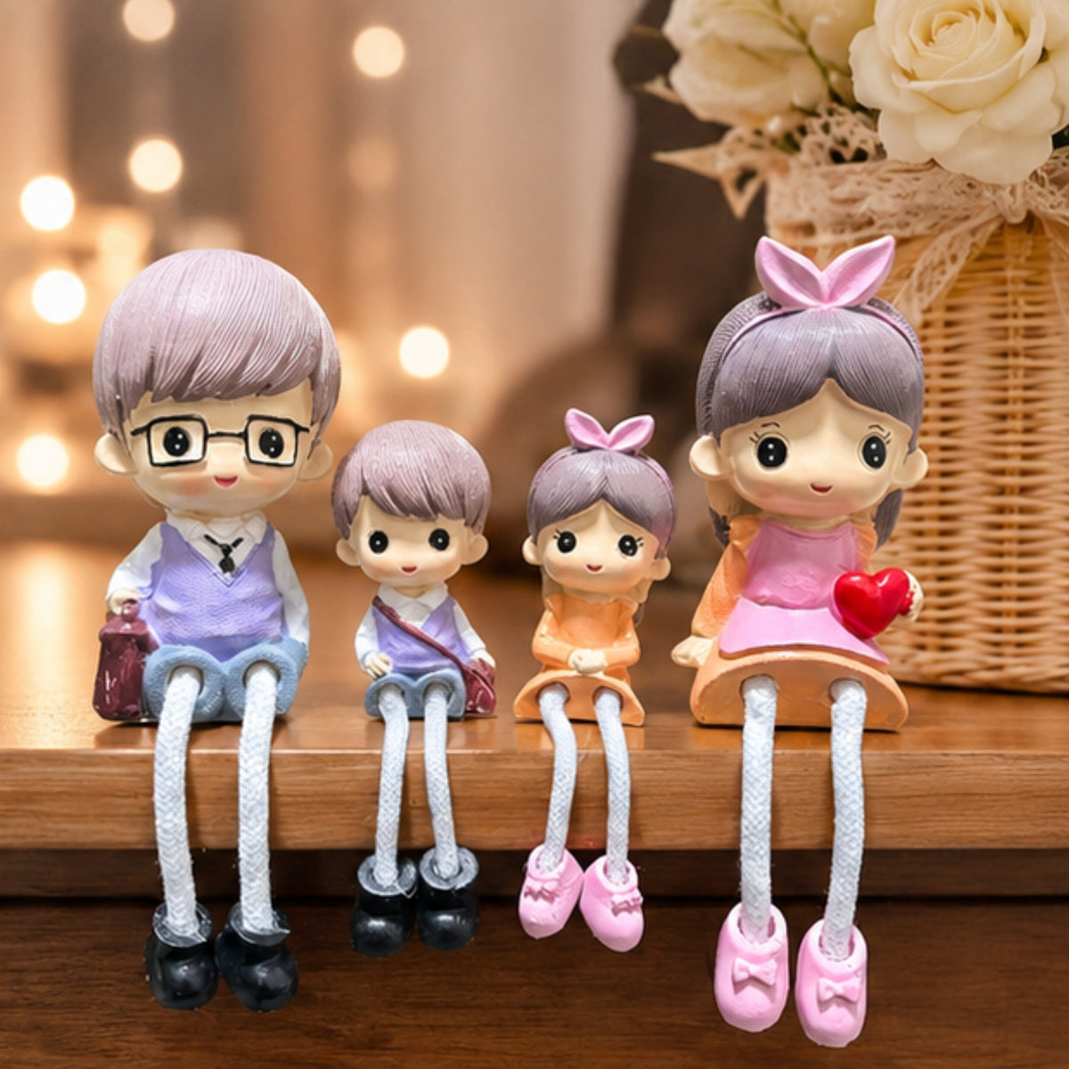 Family of 4 Hanging Leg Figurines