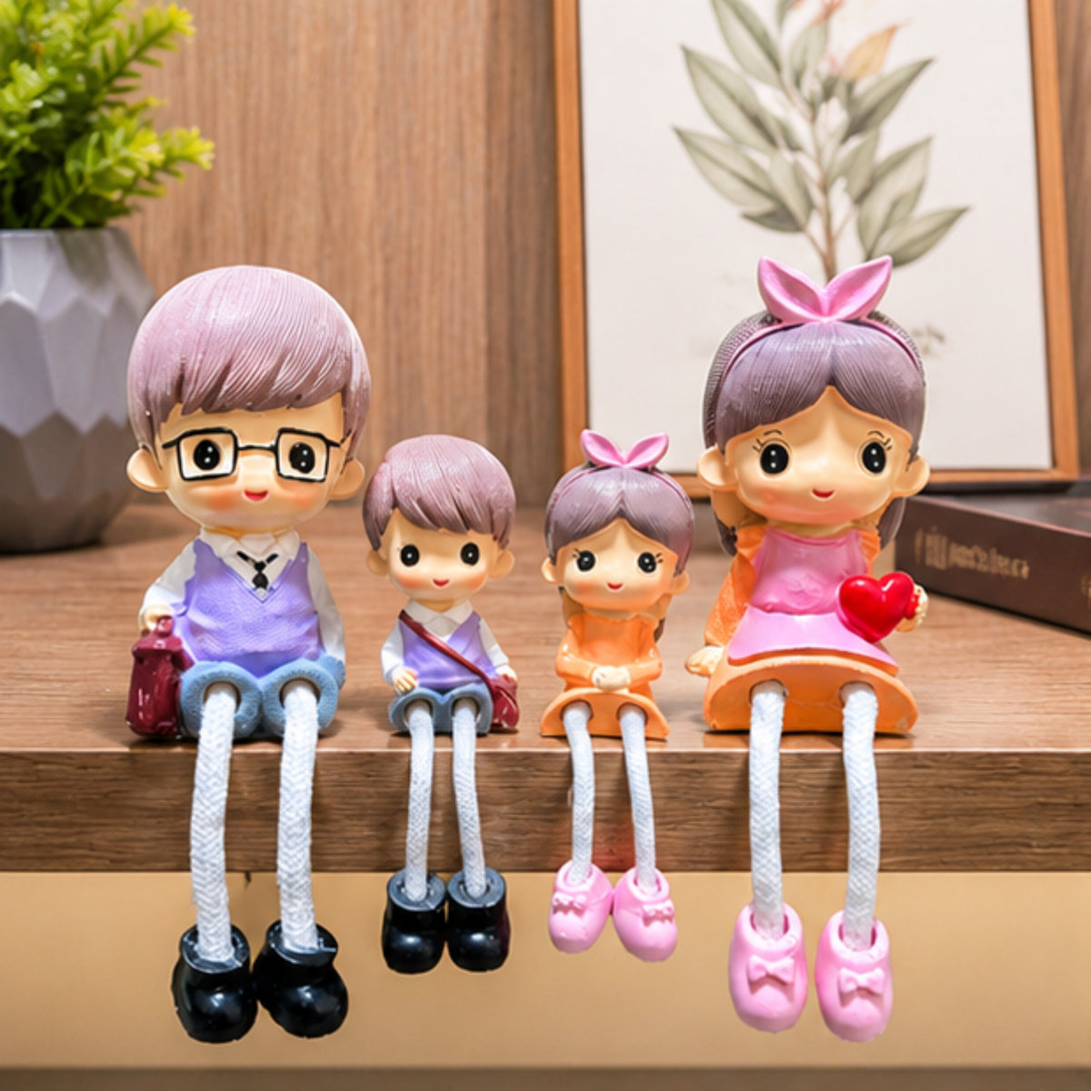 Family of 4 Hanging Leg Figurines
