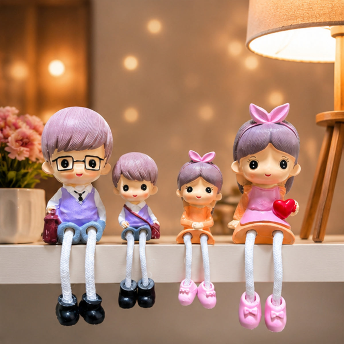 Family of 4 Hanging Leg Figurines