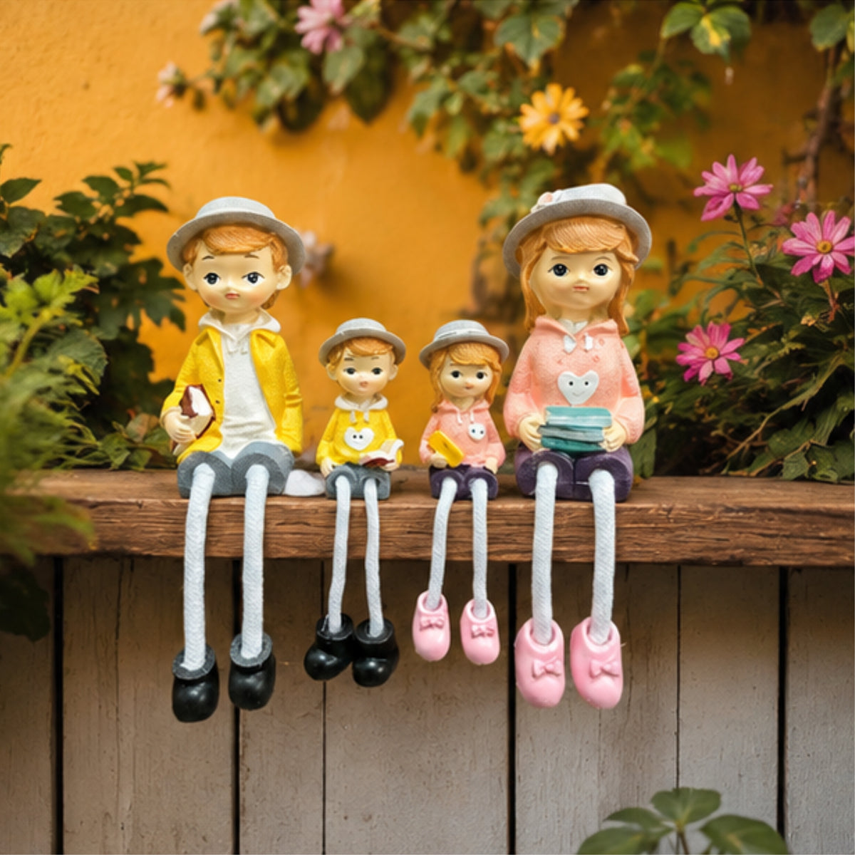 4-Piece Family Hanging Doll Figurine Set