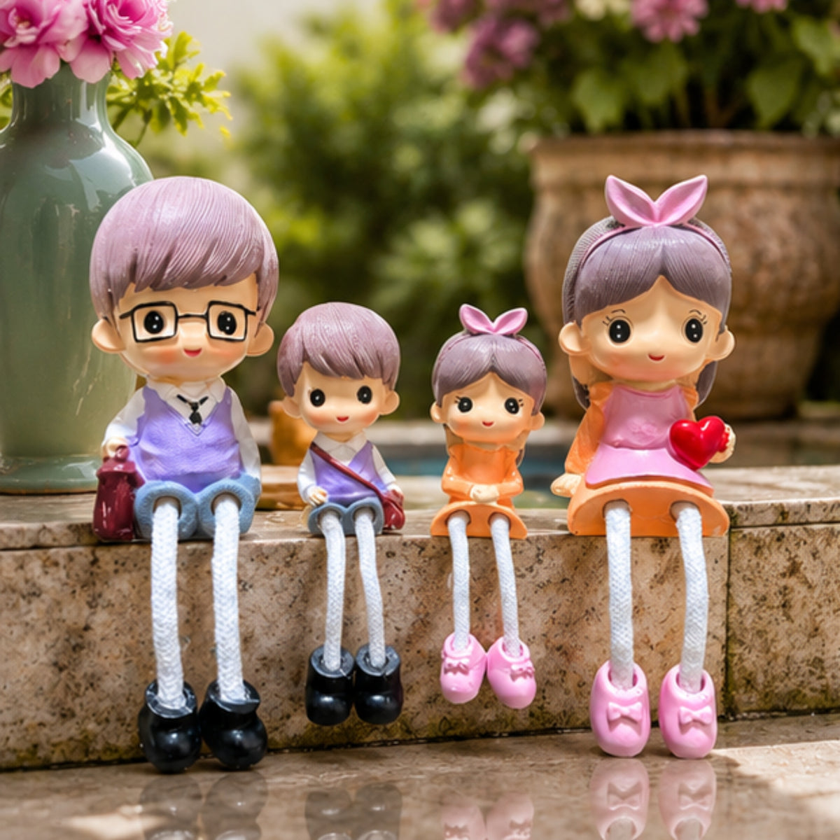 Family of 4 Hanging Leg Figurines
