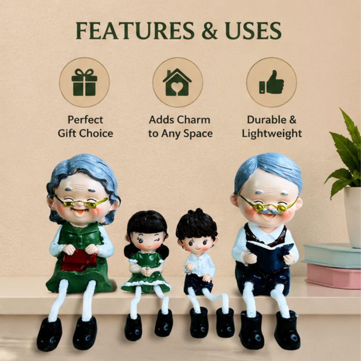 Grandparents & Grandkids Hanging Dolls (Set of 4)