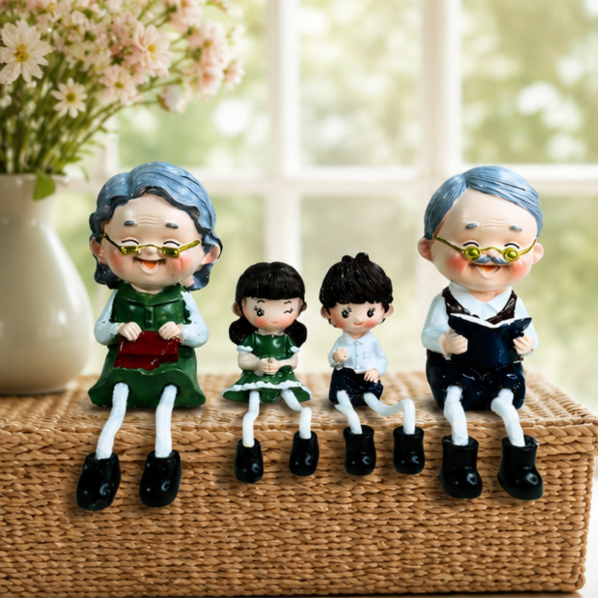 Grandparents & Grandkids Hanging Dolls (Set of 4)